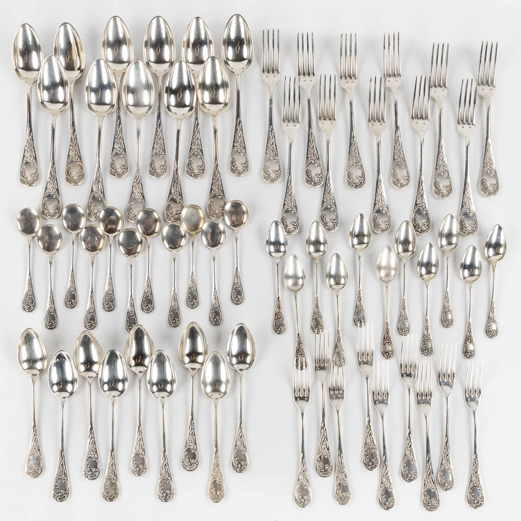 Delheid, a 62-piece silver cutlery. Belgium. 3,211kg. 