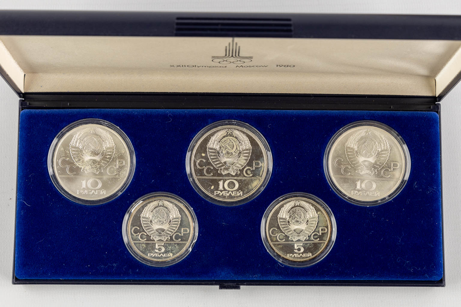 Olympic coin proof set, Cananda 1973 en Moscow 1980. 13 silver coins. 