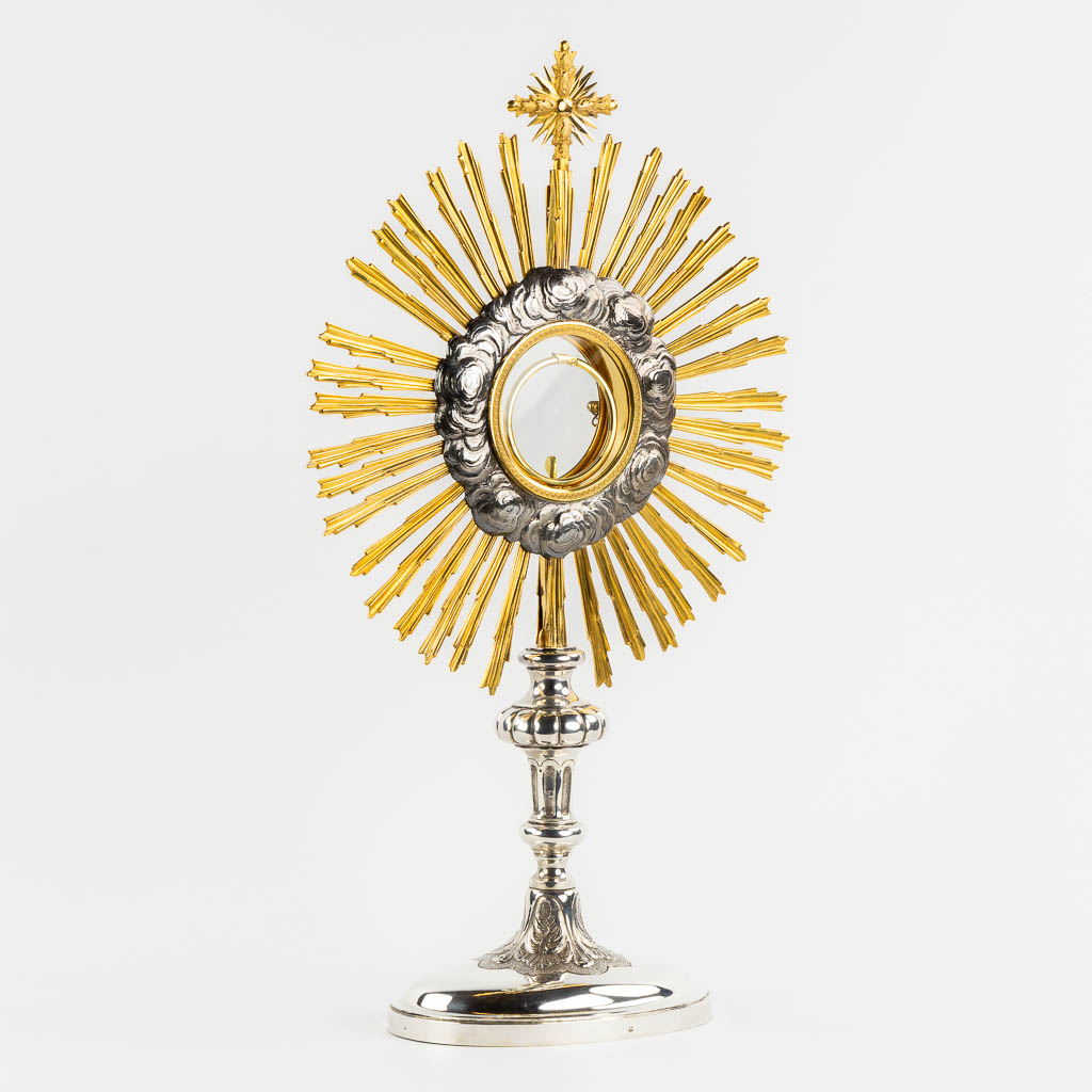 Jean-Baptist Van Damme, Bruges, A Sunburst Monstrance, silver and brass, 19th/20th C. 