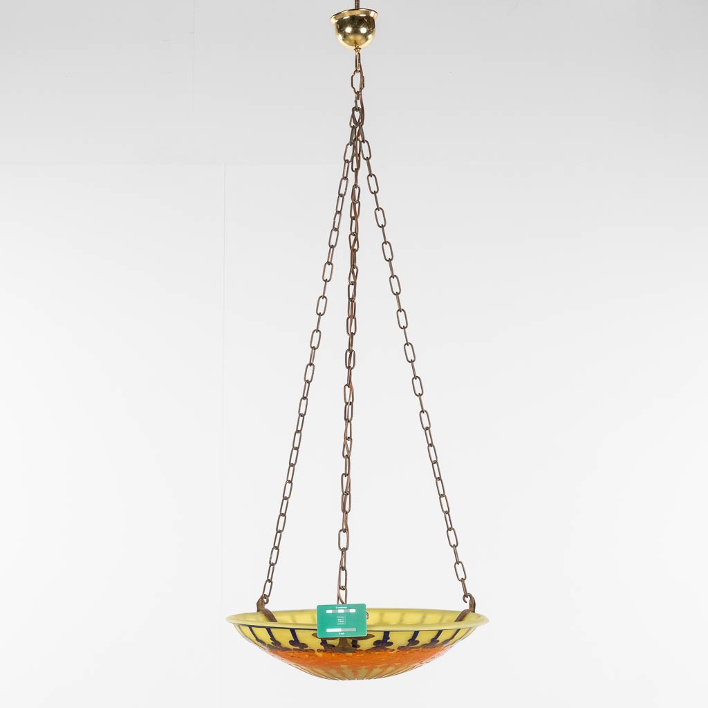 Le Verre Francais, Schneider a pâte de verre glass chandelier. (H: 12 x D: 50 cm)