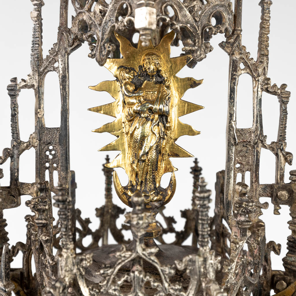 An exceptional tower monstrance, Germany, 16th and 17th C. Late gothic period. (L:26 x W:27 x H:79 cm)