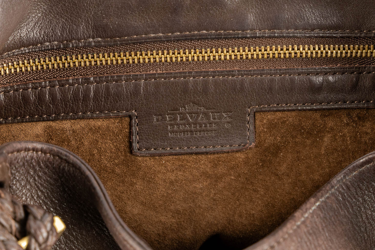 Delvaux Eugène PM, a brown leather handbag. (W:38 x H:26 cm)