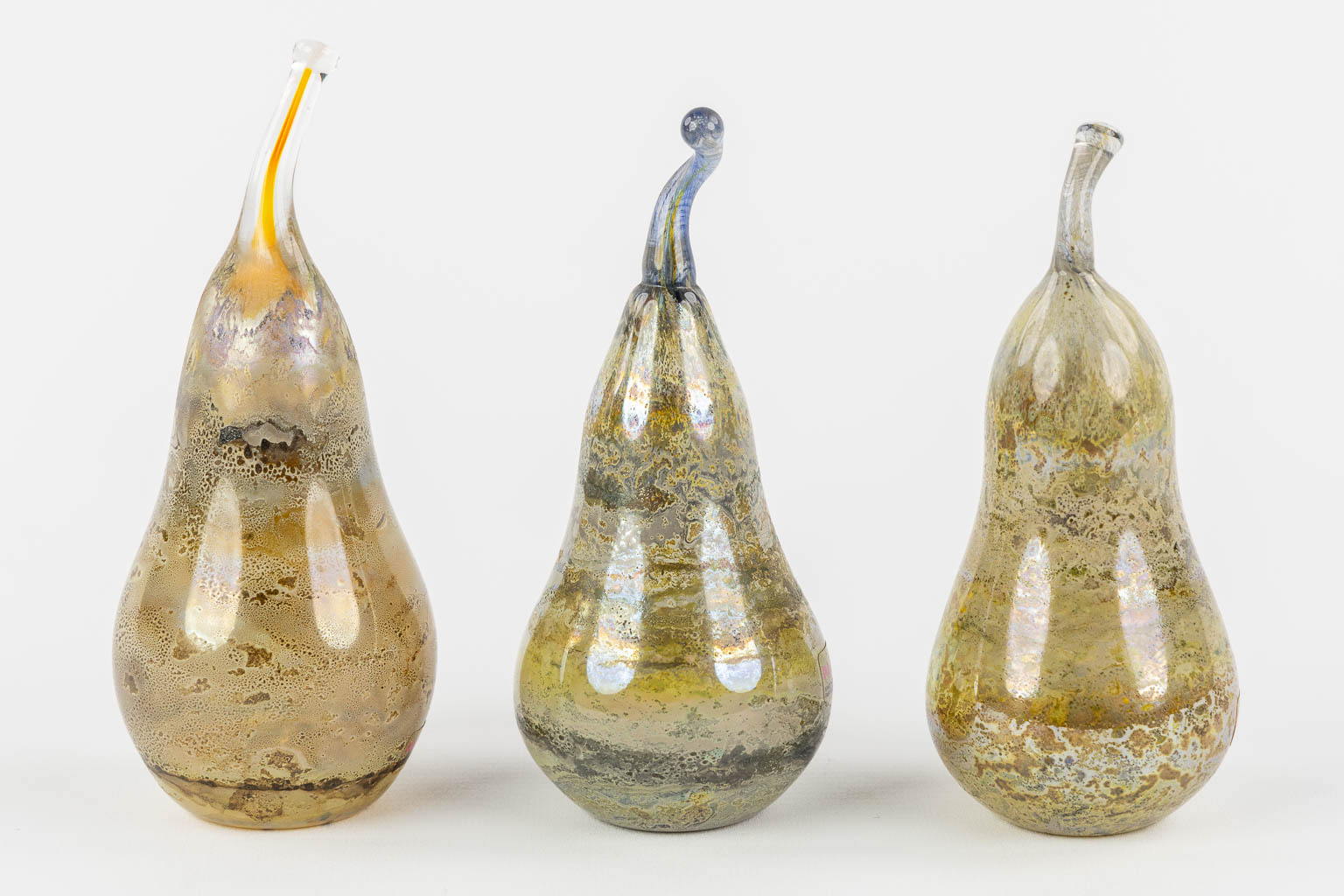 Walther Glass, Germany, three decorative pears. 