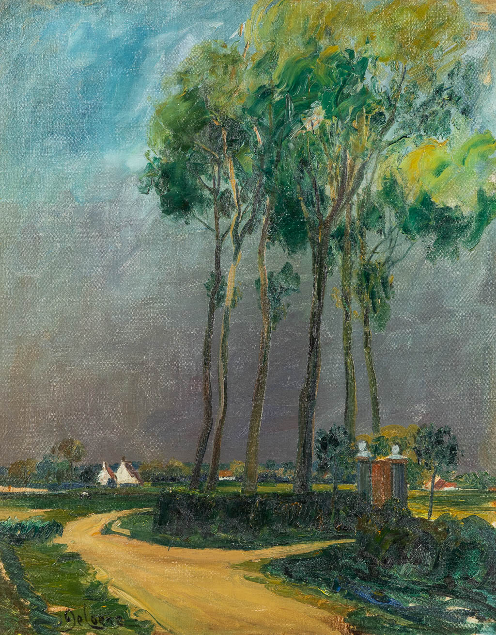 Joseph François DE COENE (1875-1950) 'Road with poplars'  