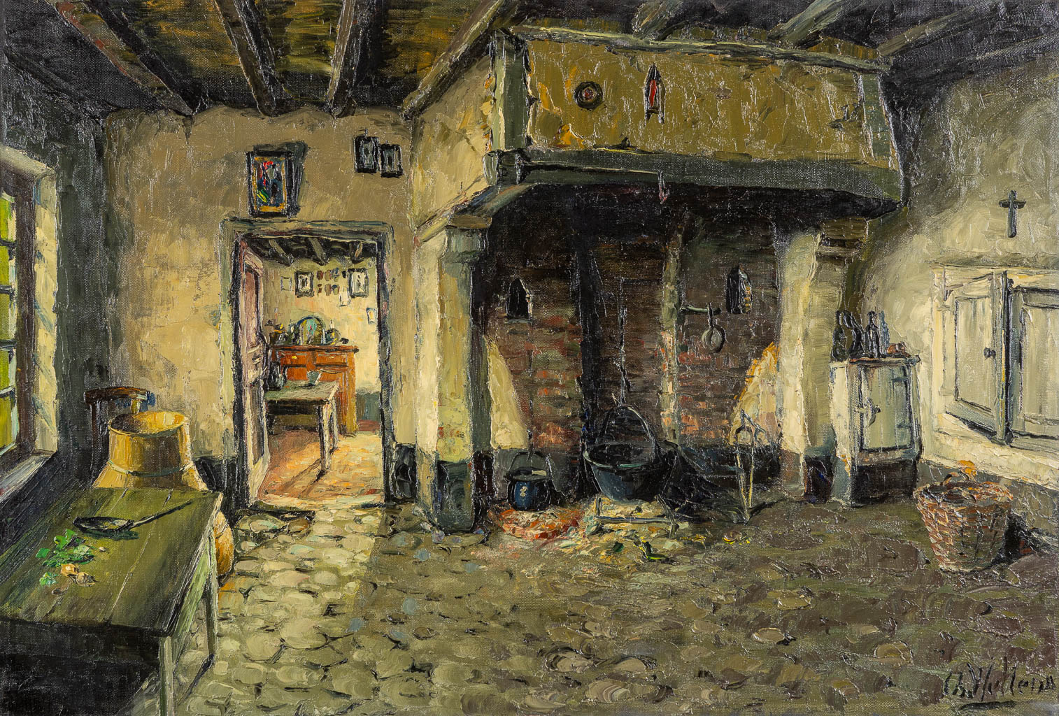 Charles WELLENS (1889-1959) 'Interieur (Bokrijk)'. (W:95 x H:64 cm)