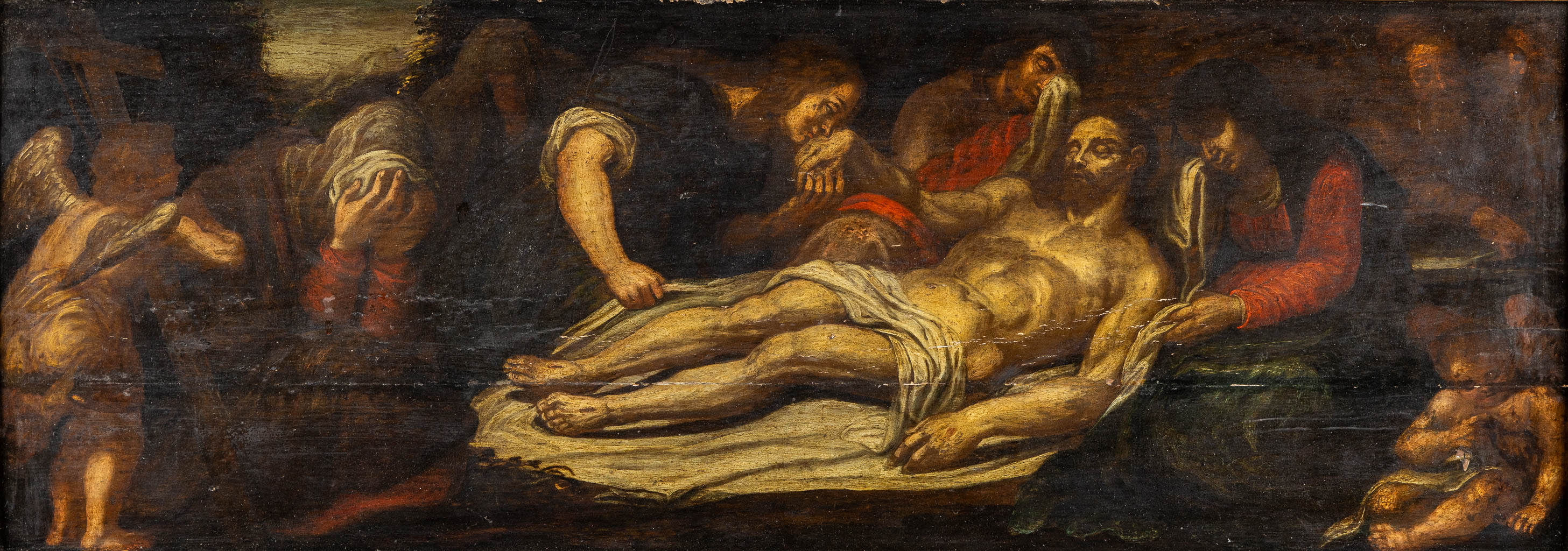 Flemish School, 'The Lamentation of Christ', oil on panel, 18th/19th C.