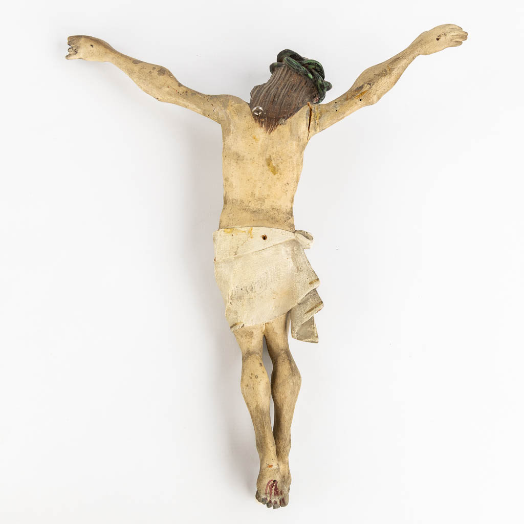 A wood-sculptured Corpus Christi, 19th C. (W:35 x H:40 cm)