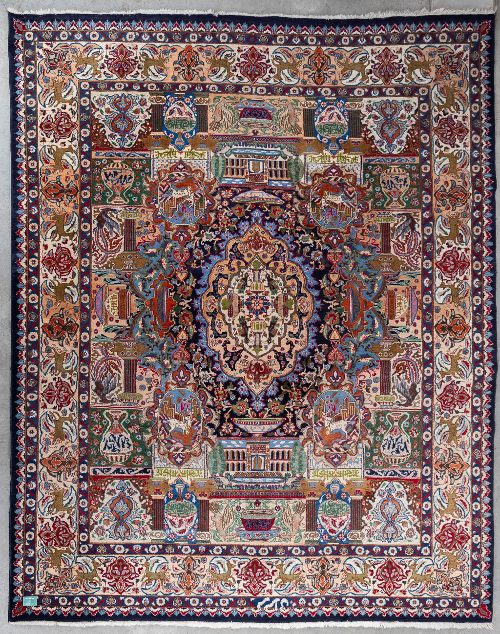 An Oriental hand-made carpet, Kashmar. (L:372 x W:305 cm)