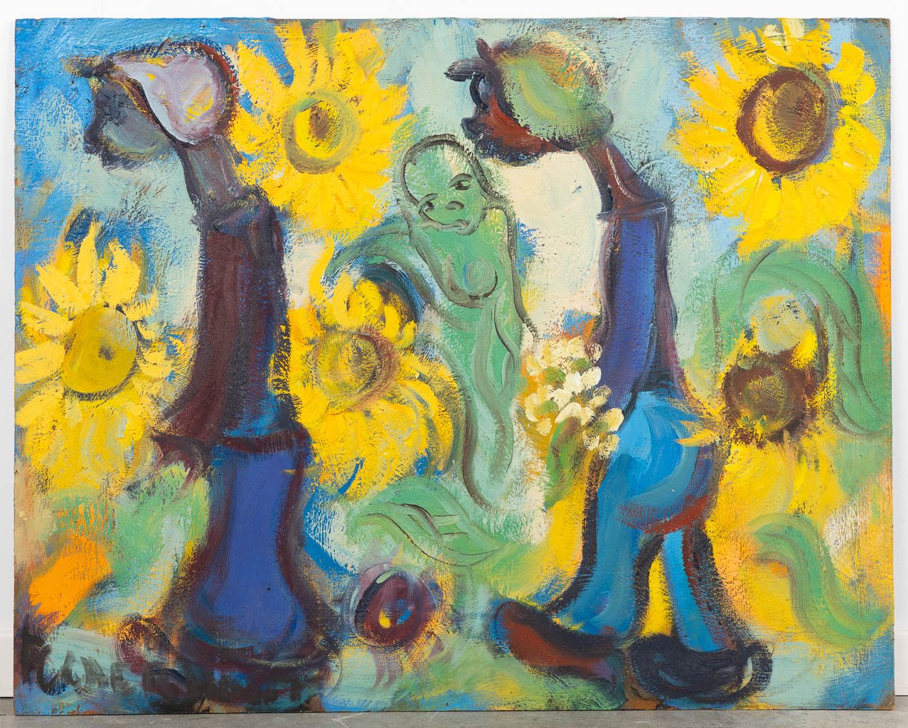 Frans CLAERHOUT (1919-2006) 'Sunflowers'. (W:92 x H:73 cm)