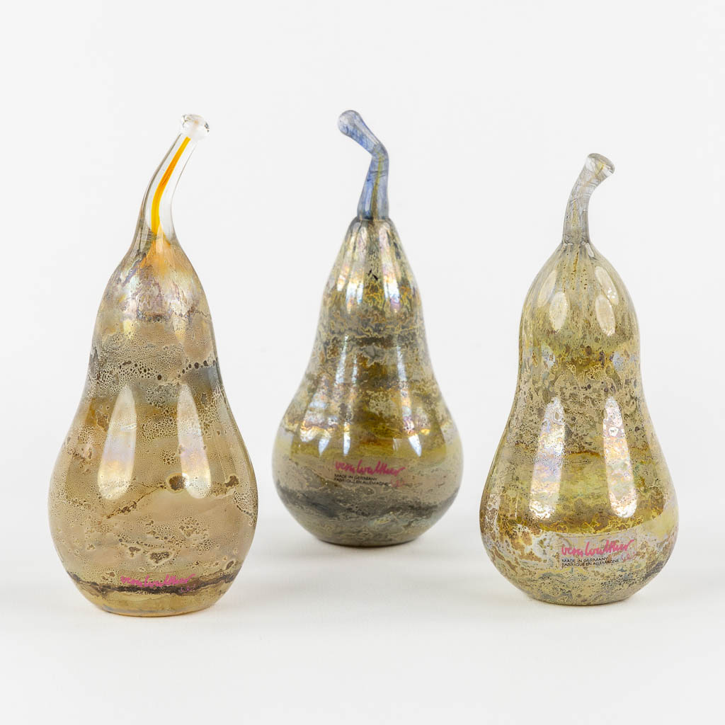 Walther Glass, Germany, three decorative pears. 