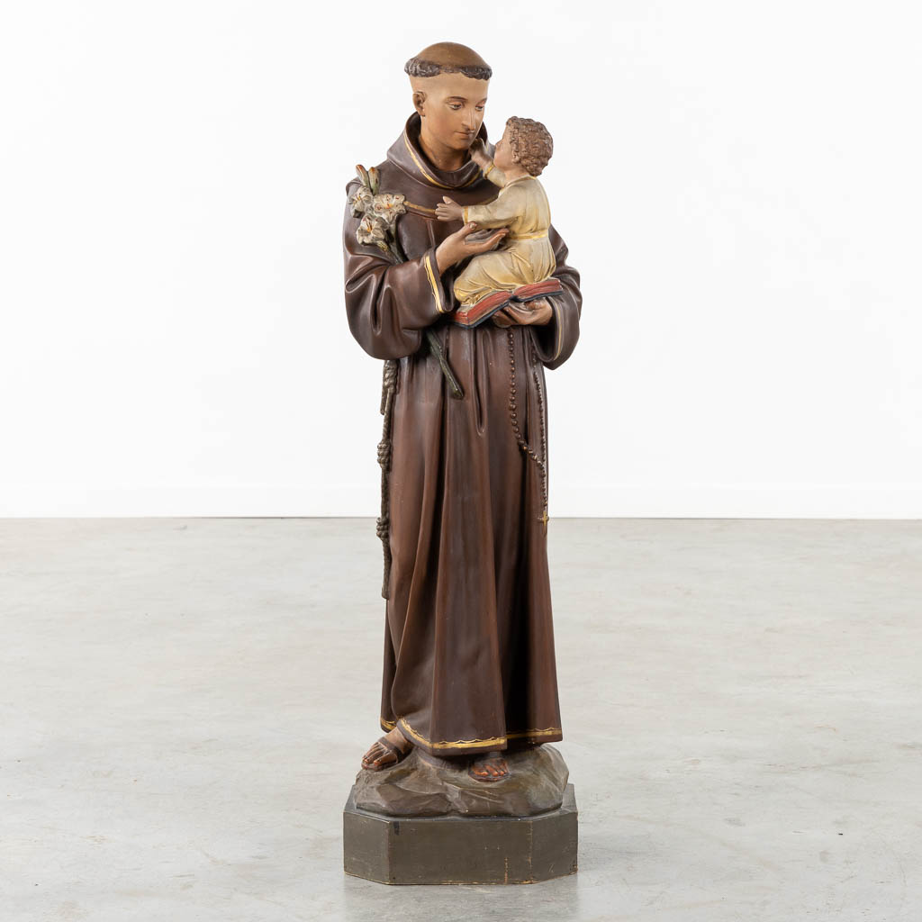 Saint Anthony with a Child, polychrome plaster. (H:109 cm)