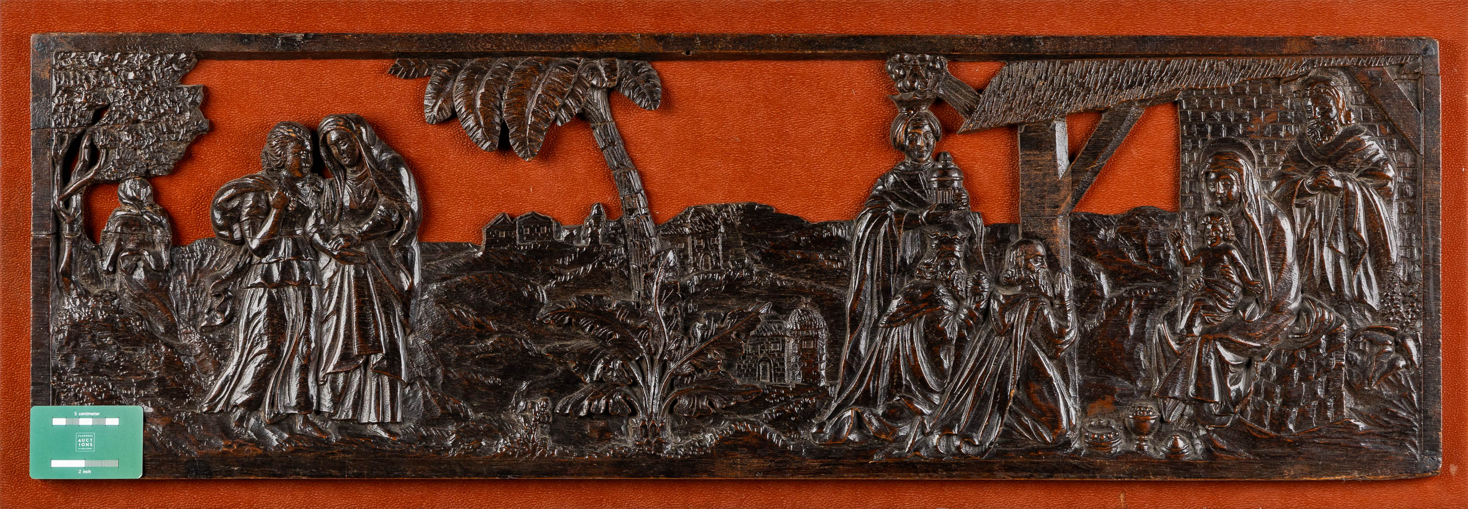 An antique wood-sculptured 'Nativity Scène', Flanders Circa 1700.