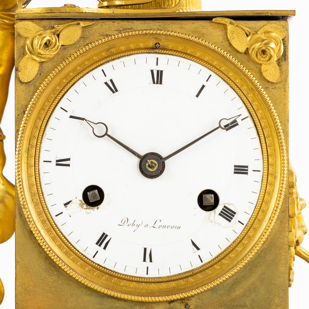 A mantle clock, Gilt bronze, Empire, 