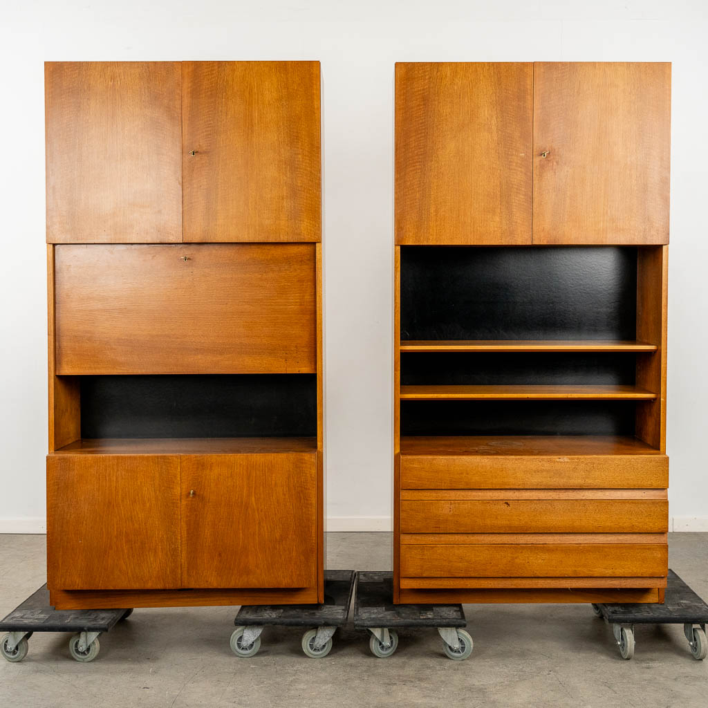 Vandenberghe-Pauvers, a two-piece wall cabinet, veneered wood. (c.1980).