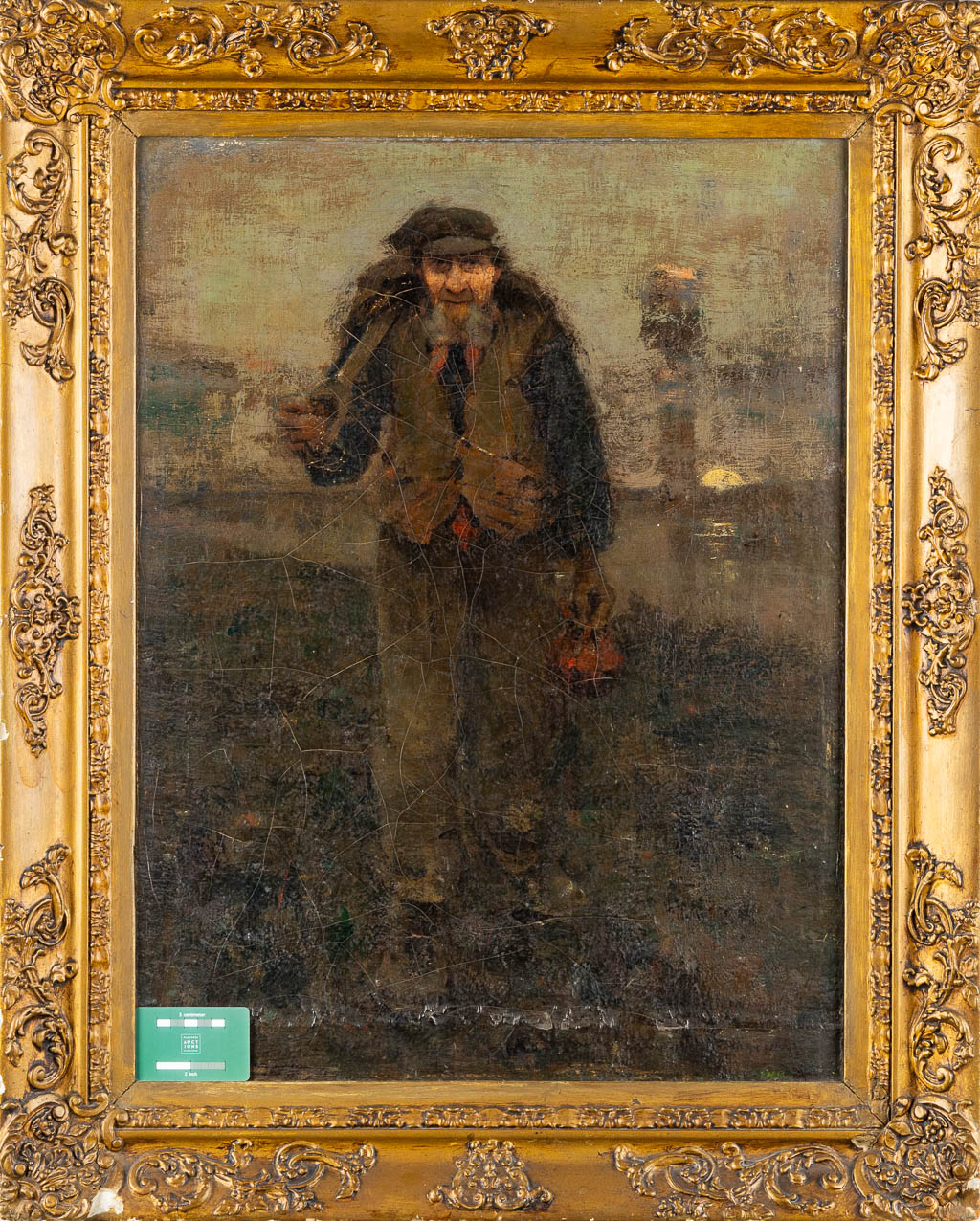 Portrait of a miner, oil on canvas, Attributed to Léon RIKET (1876-1938). (W:54 x H:74 cm)