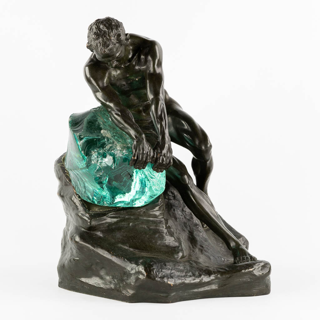 Clemens WERMINGHAUSEN (1877-1963) 'Man moving a stone'. (L:33 x W:33 x H:47 cm)