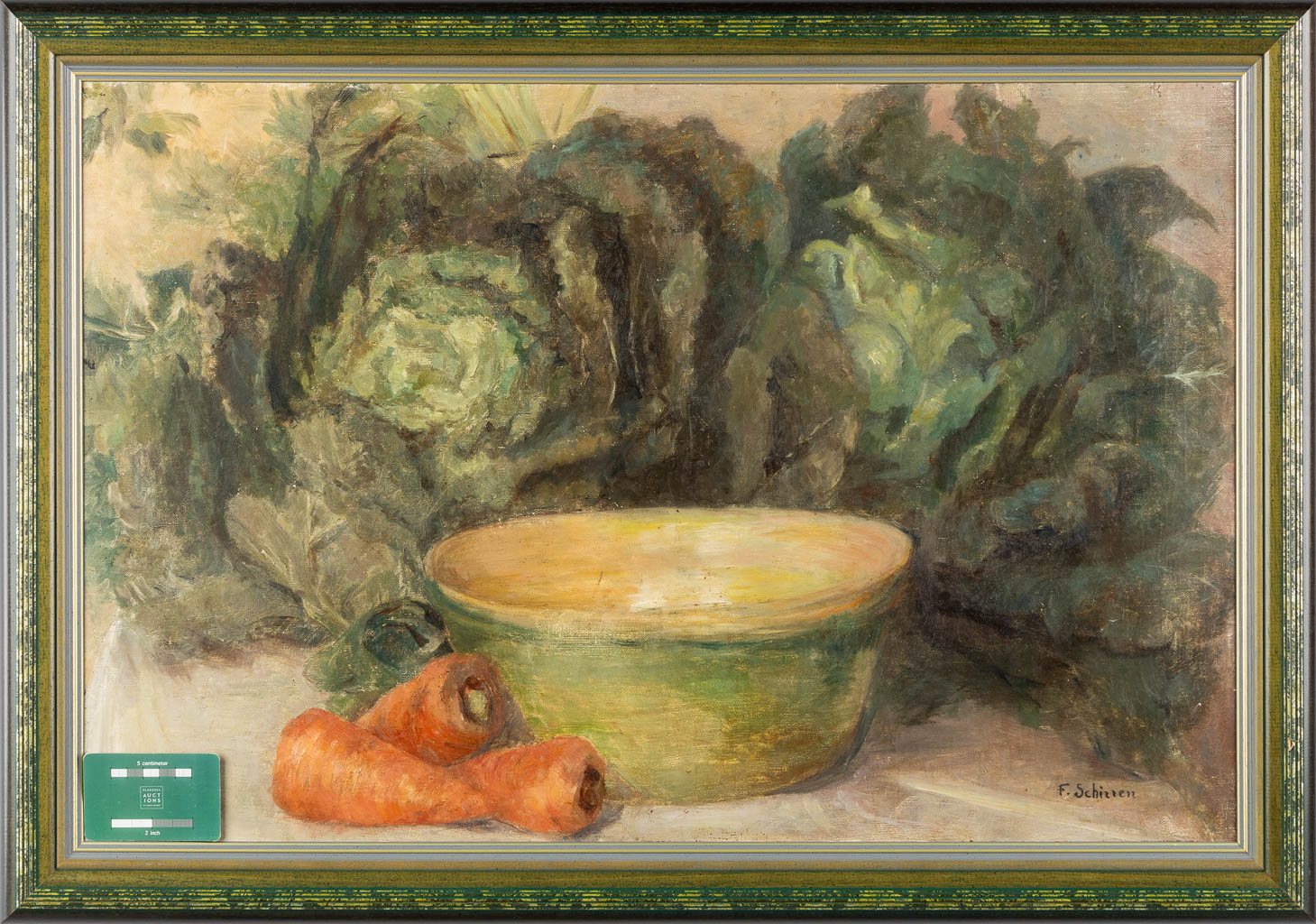 Ferdinand SCHIRREN (1872-1944) 'Still life with carrots and cabbage'