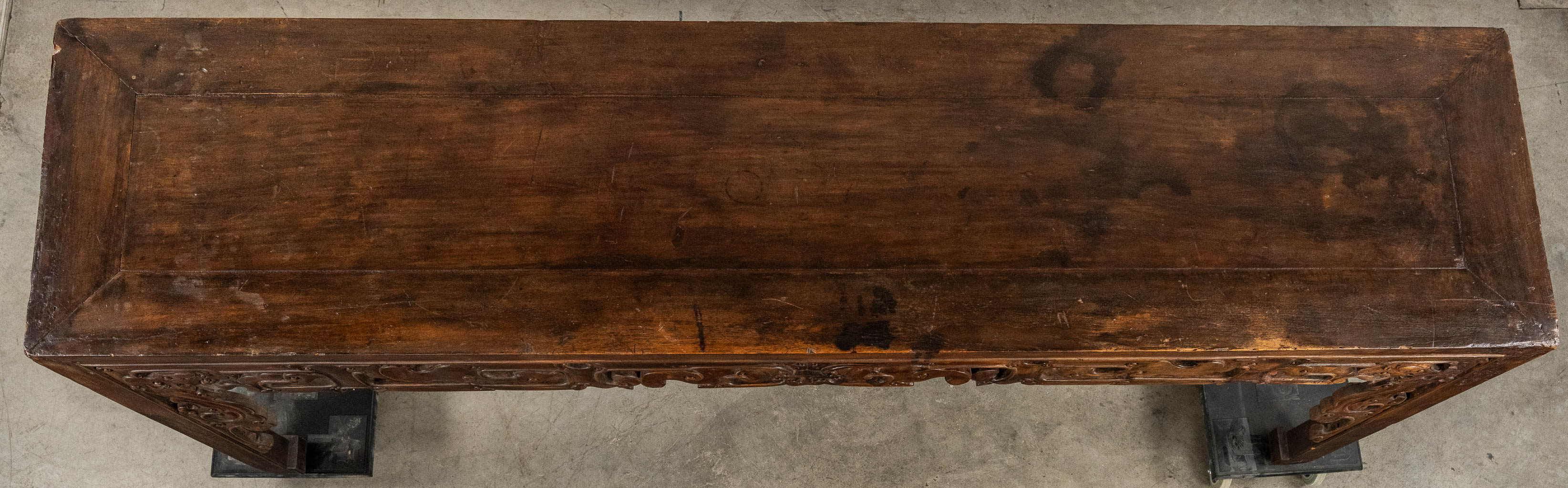 A large Chinese hardwood Altar or Console table, sculptured hardwood. 