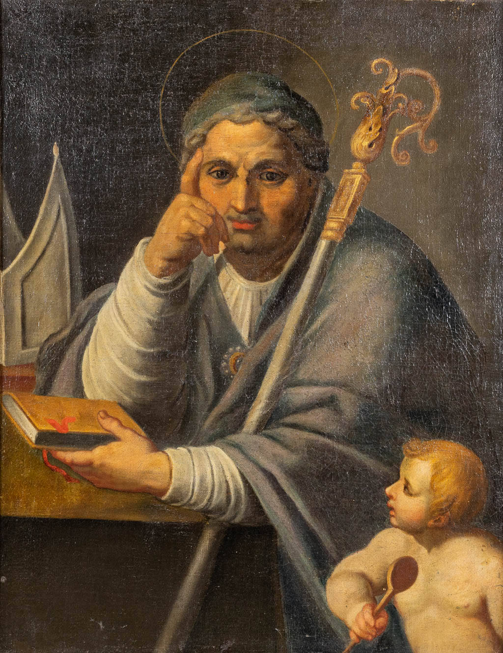 Flemish school 'Saint Augustine' oil on canvas. 18th C. 