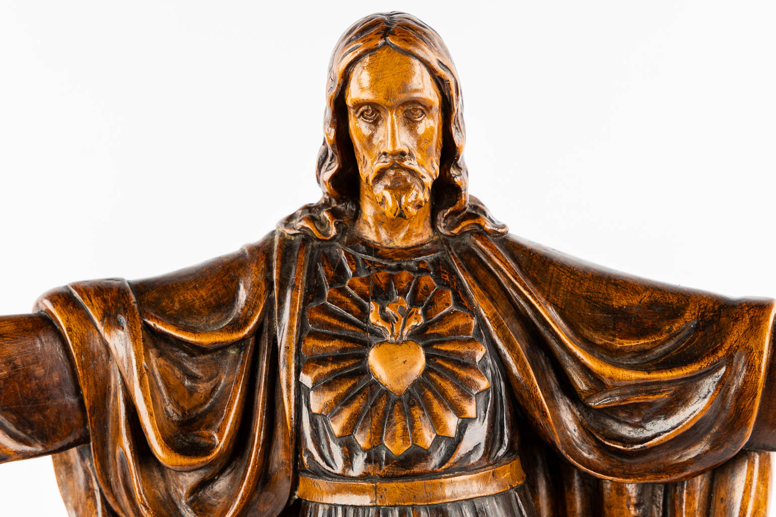 An antique wood sculpture of 'Jesus Christ The Redeemer'.