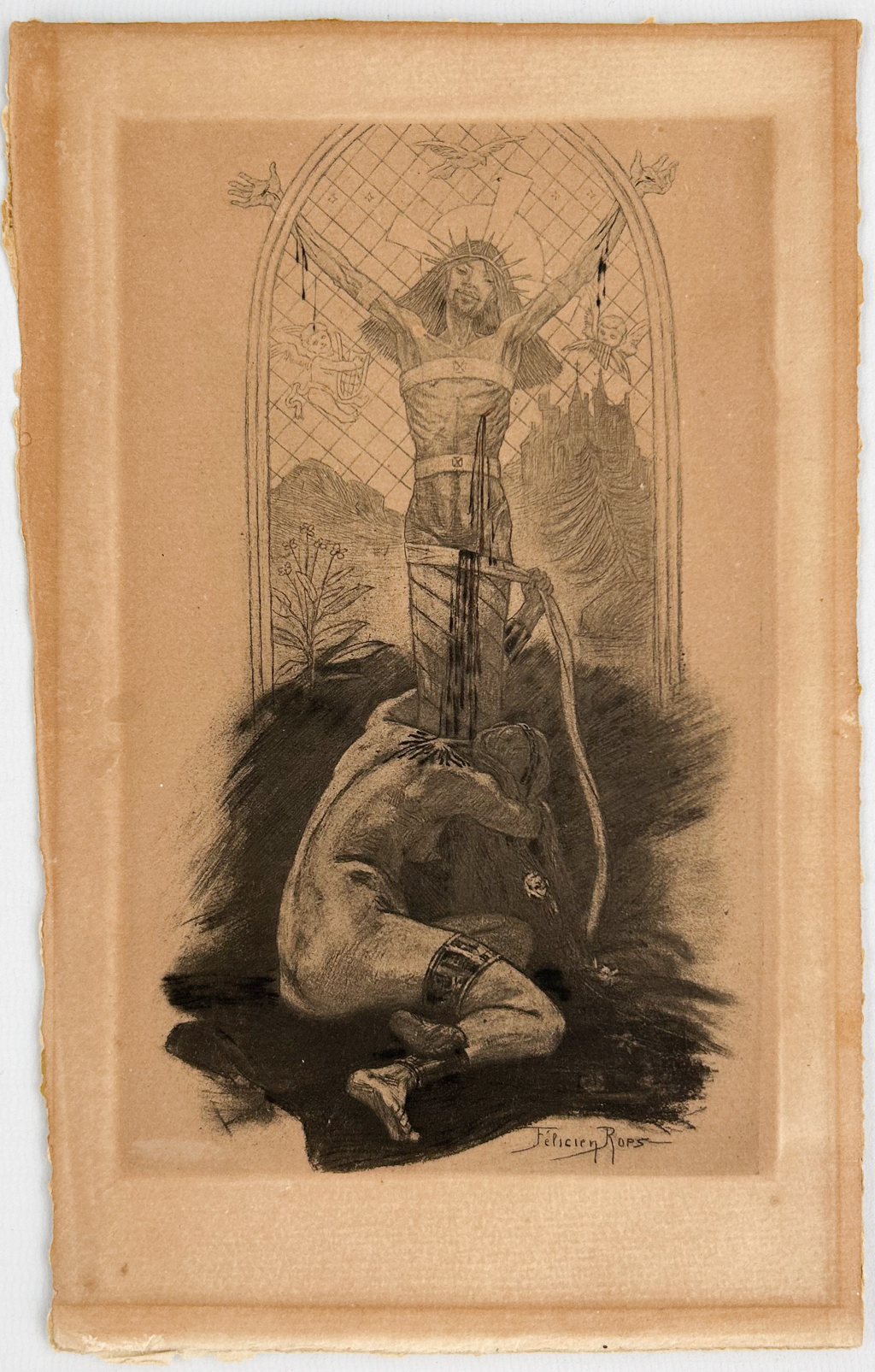 Félicien ROPS (1833-1898) Een collectie van 7 gravures en etsen. (W:15,8 x H:22,8 cm)