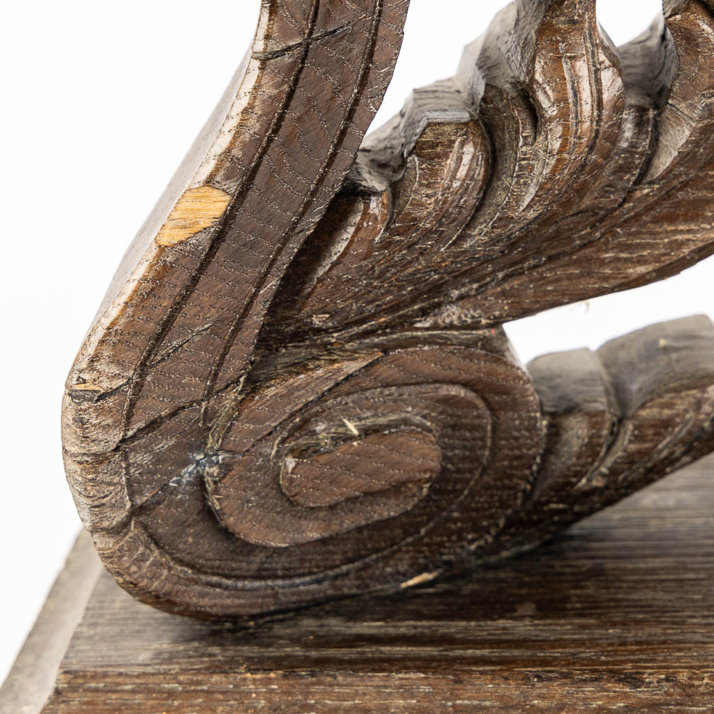 An antique wood-sculptured angel. 