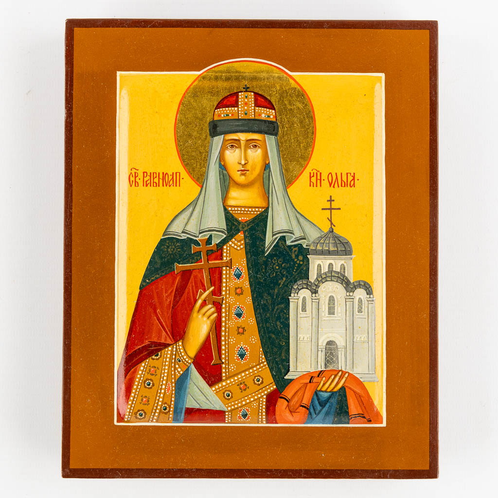 An icon 'Olga Of Kiev', 20th C. (W:17 x H:21 cm)