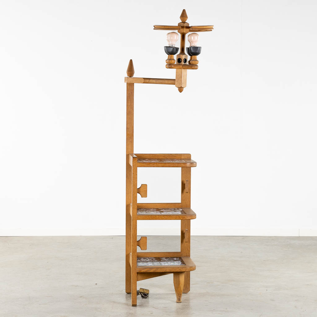 Robert GUILLERME & Jacques CHAMBRON (XX) Floorlamp, wood and ceramic. Circa 1960. (L:45 x W:45 x H:176 cm)