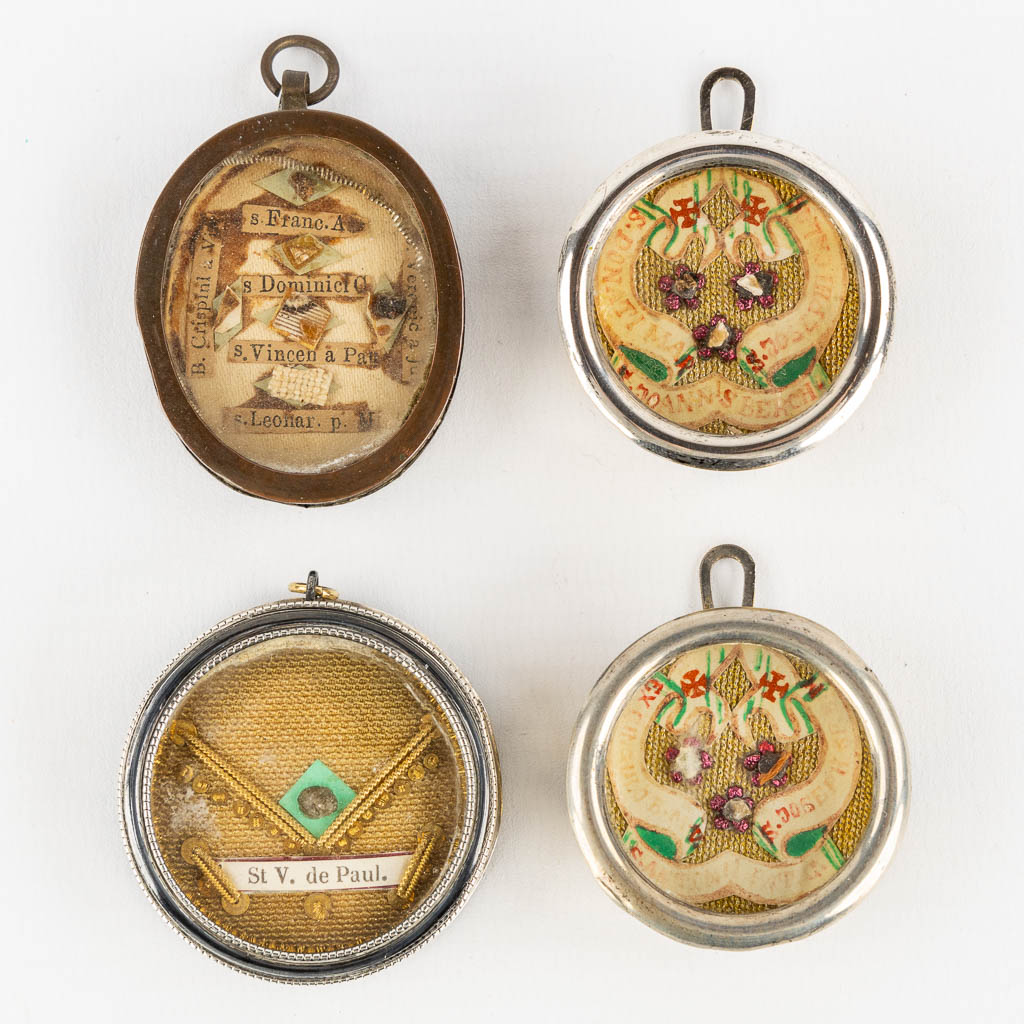 Four sealed (multi) theca with relics for saints, Three with a COA. 