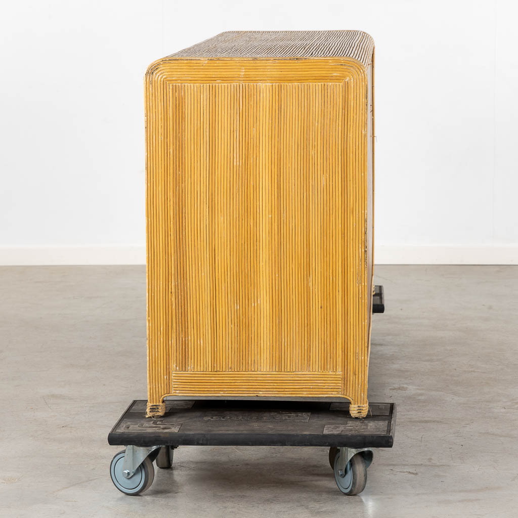 A vintage 'Faux Bamboo' dresser, two doors and three drawers. 