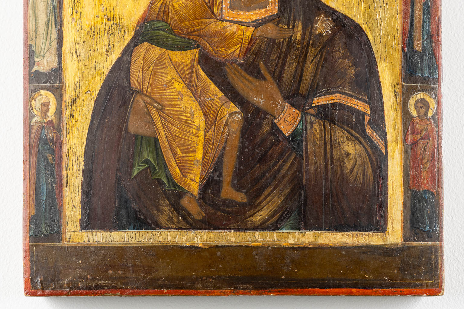 Three Russian Icons, Christ Pantocrator, Mother God and Apostle Aristarchus. 18de/19de eeuw. (W:22 x H:27 cm)