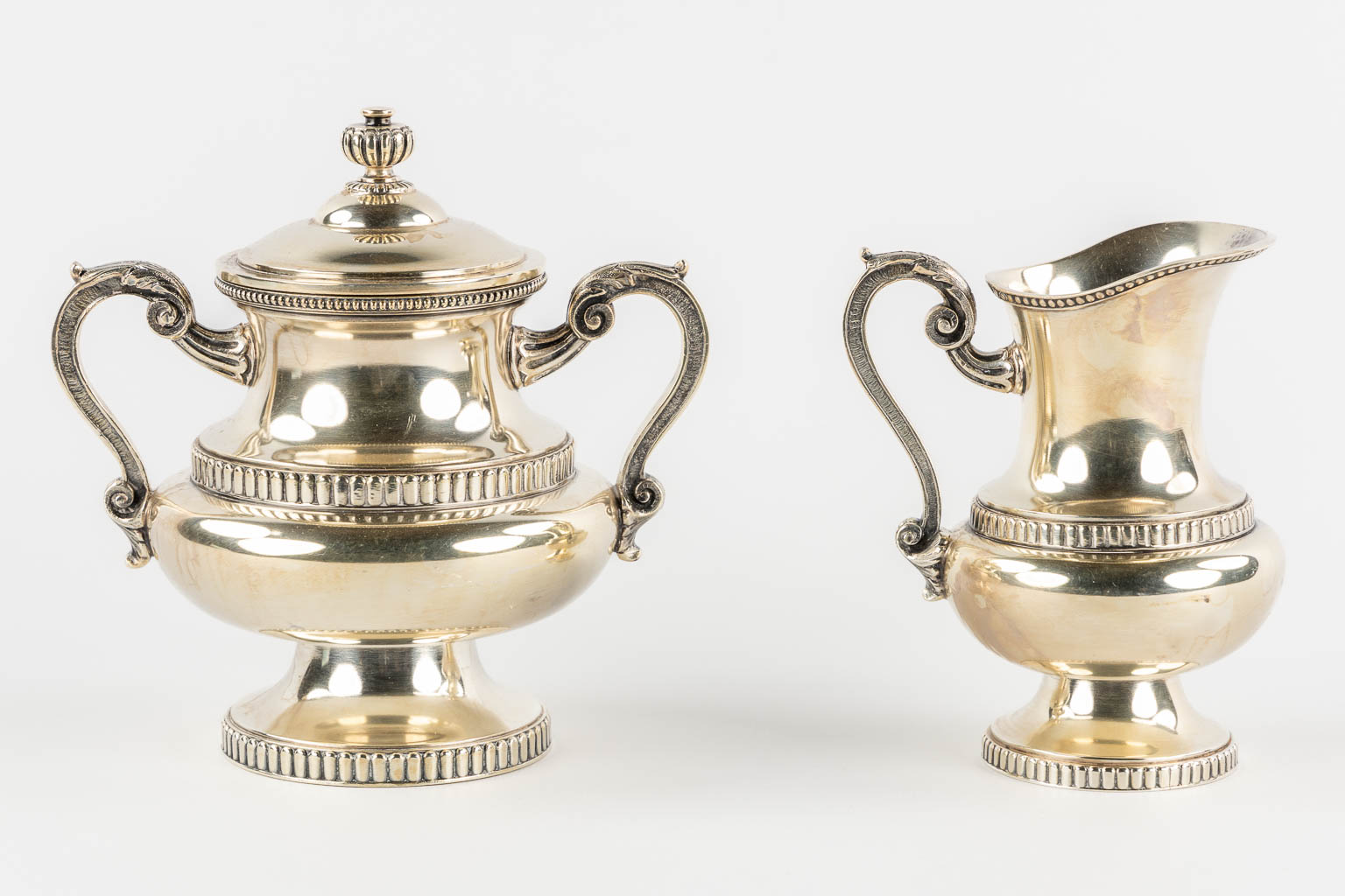 Wiskemann, a silver-plated coffee and tea service, Louis XVI style.