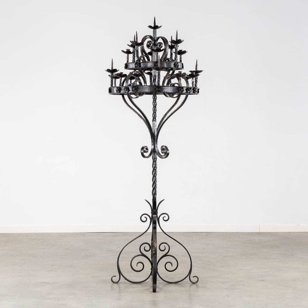 A large Chruch Altar Candelabra, Wrought iron. (H:184 x D:70 cm)