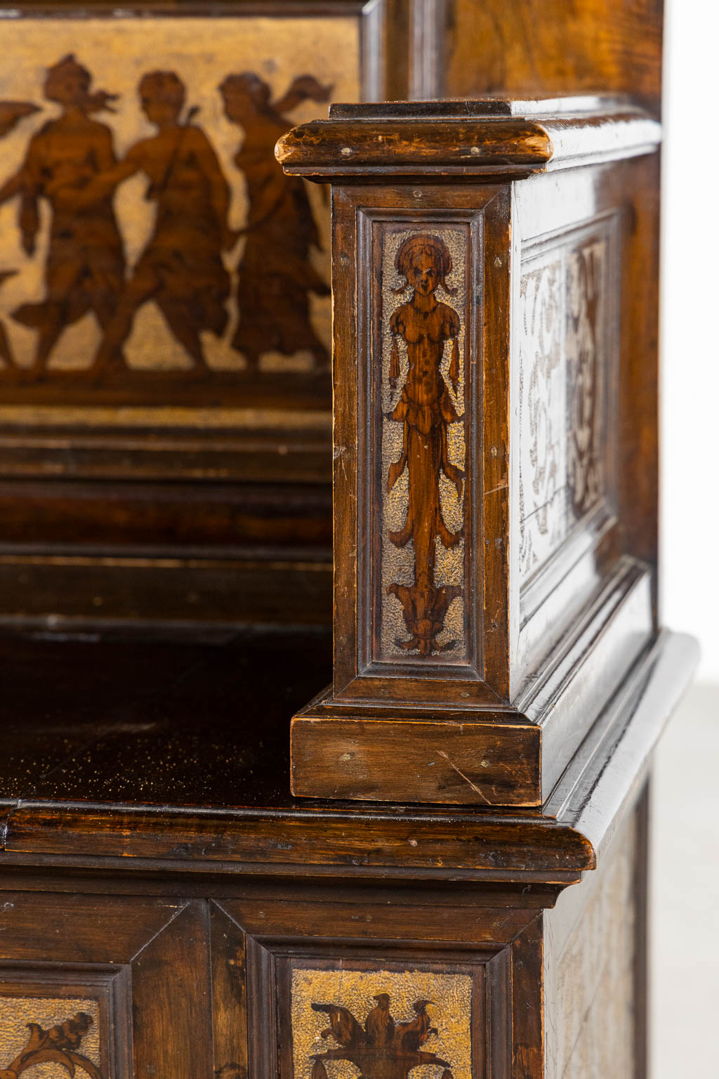 A hall-bench, Austria or Italian Renaissance, 19th C. . (L:54 x W:100 x H:114 cm)