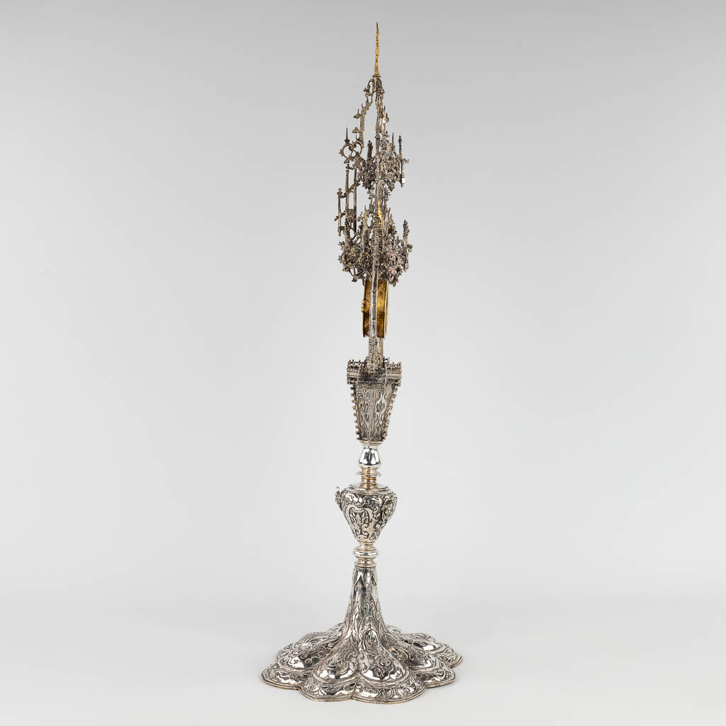 An exceptional tower monstrance, Germany, 16th and 17th C. Late gothic period. (L:26 x W:27 x H:79 cm)