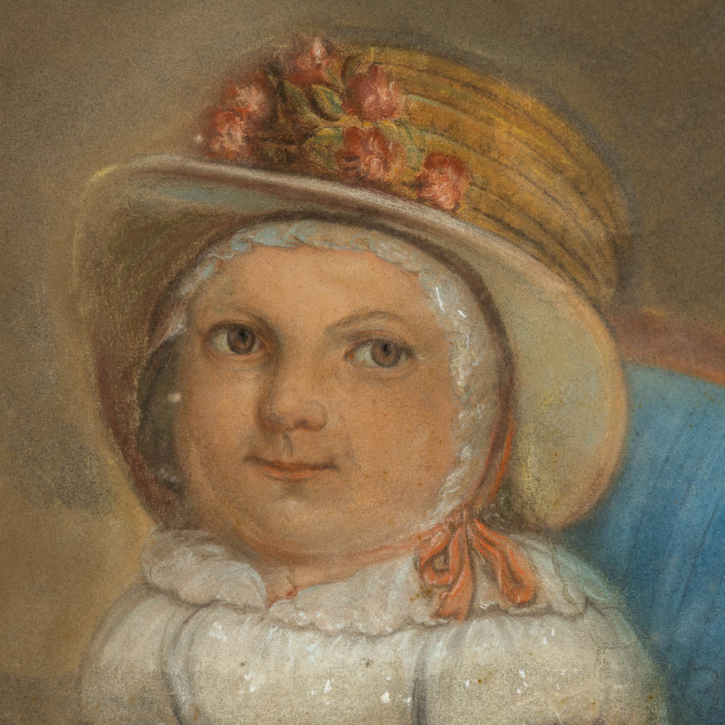 Portrait of a girl, pastel on paper. 19th C. (W:40 x H:50 cm)