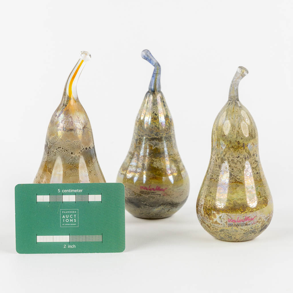 Walther Glass, Germany, three decorative pears. 