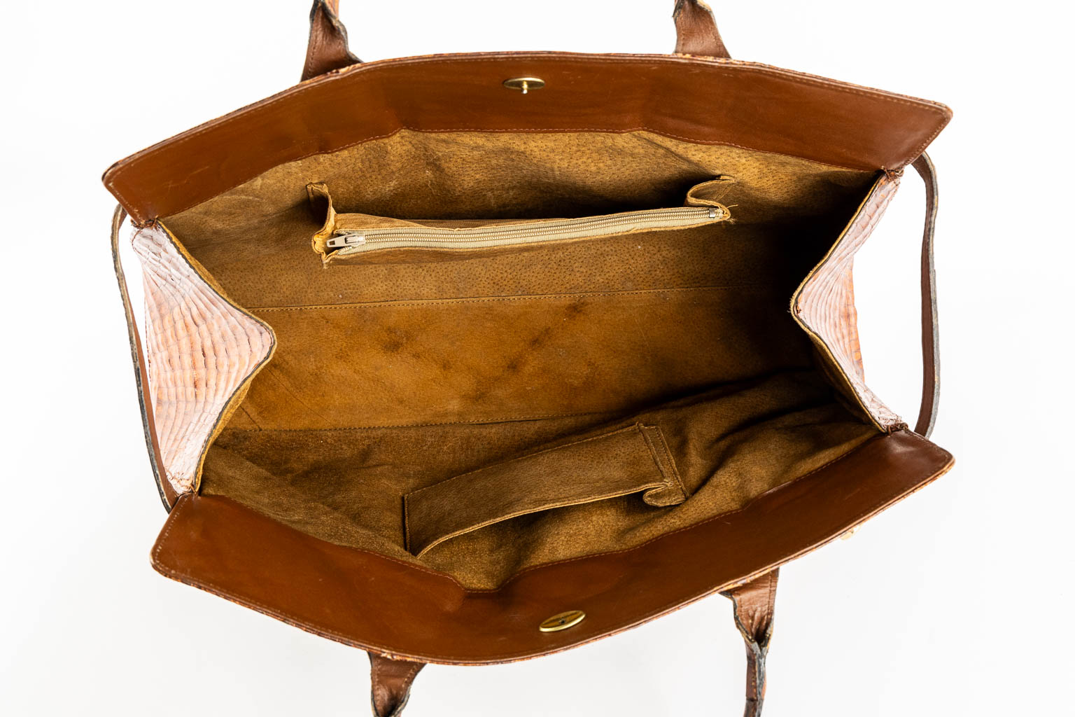 A vintage handbag, crocodile leather and gold-plated hardware. 