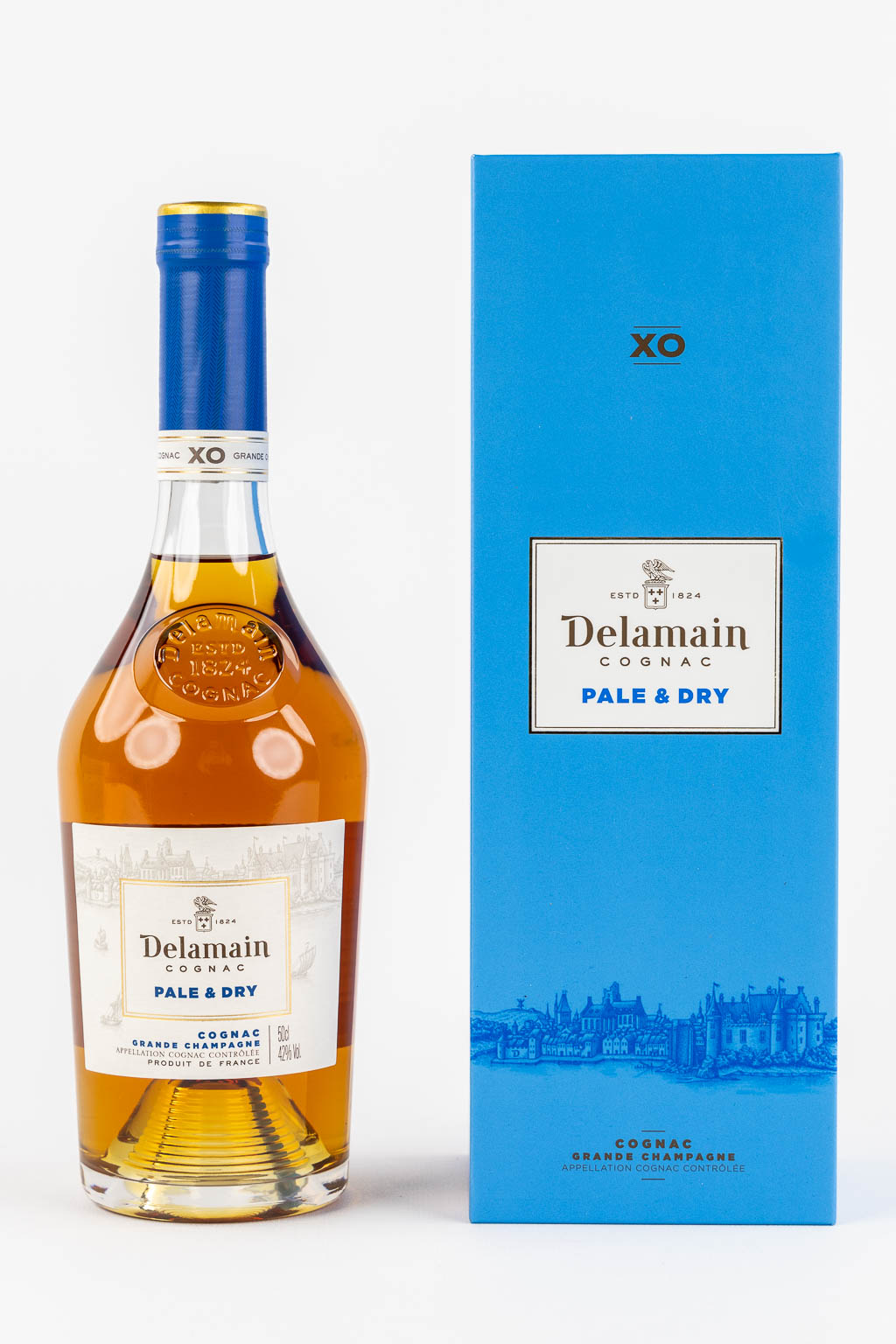 The Glenmorangie, Glenrothes and Delamain XO, Flessen Whiskey en Cognac. 