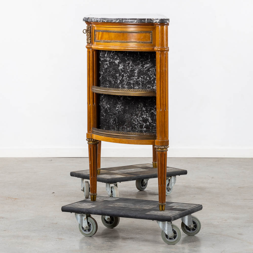 A console table with three drawers, marble top. Louis XVI style. (L:43 x W:154 x H:92 cm)