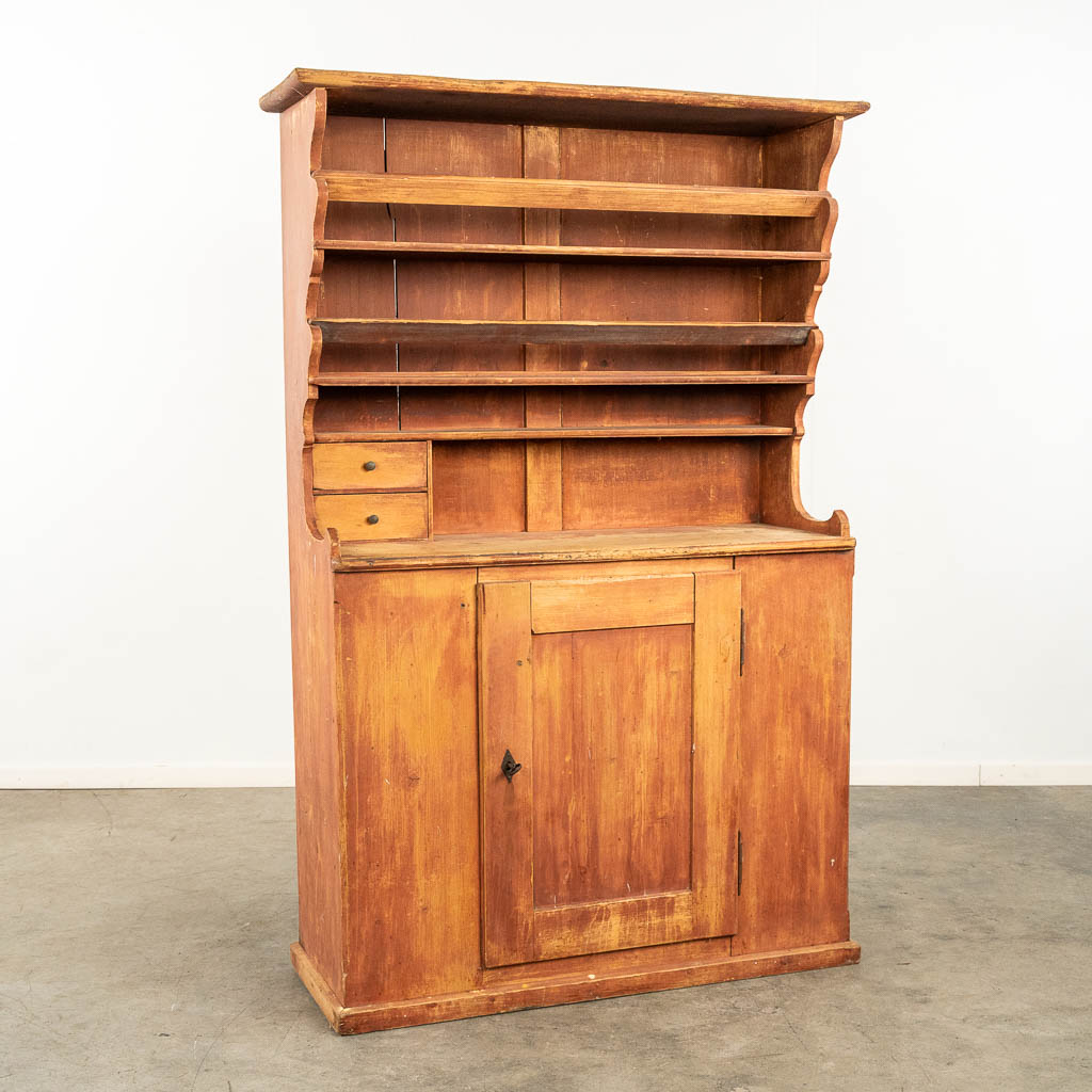 An antique 'Swedish' cabinet, patinated wood. 19th C. (L:44 x W:125 x H:188 cm)