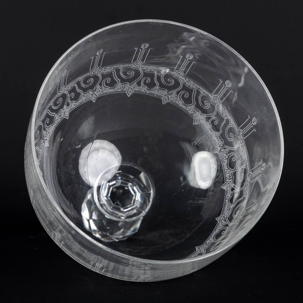 Val Saint Lambert and others, Eight pieces of cut and etched crystal.