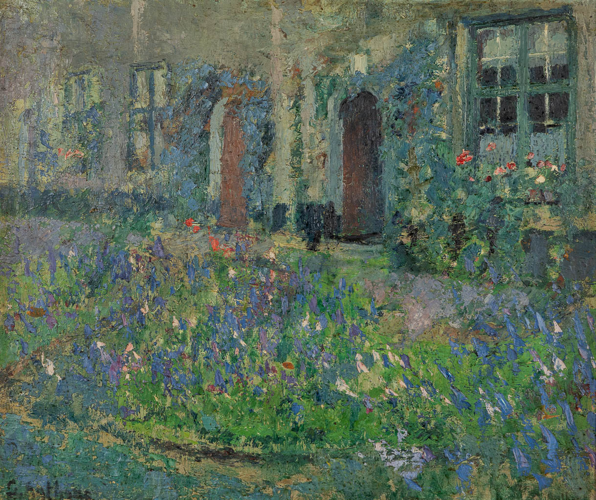 Gustave ANTHONE (1897-1925) 'Jardin en Fleurs à Oostkerke'. (W:65 x H:54 cm)