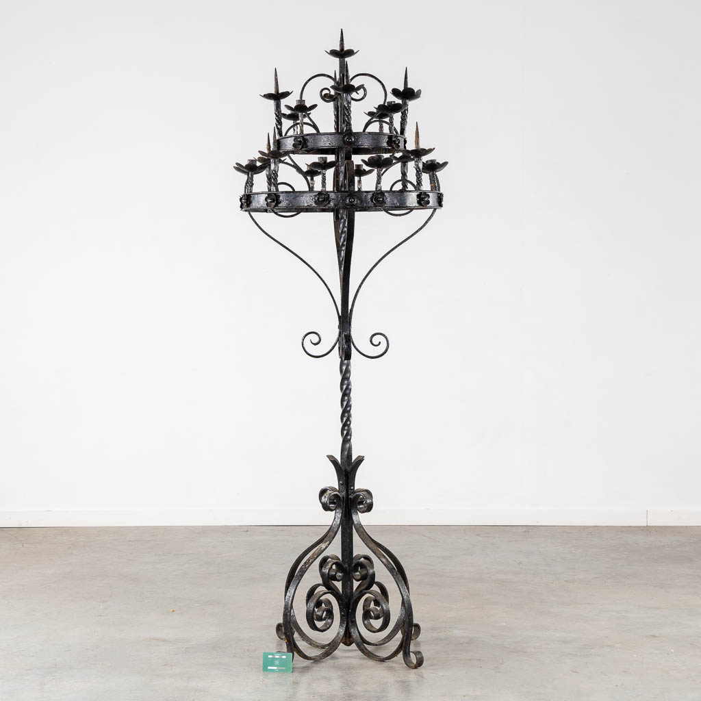 A large Chruch Altar Candelabra, Wrought iron. (H:184 x D:70 cm)