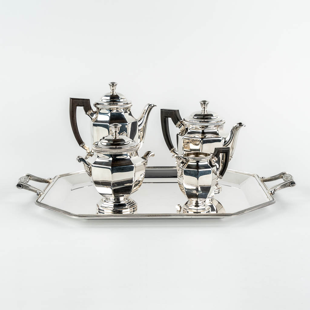 Christofle, Gallia, a 5-piece coffee and tea service, silver-plated metal. New old stock. 