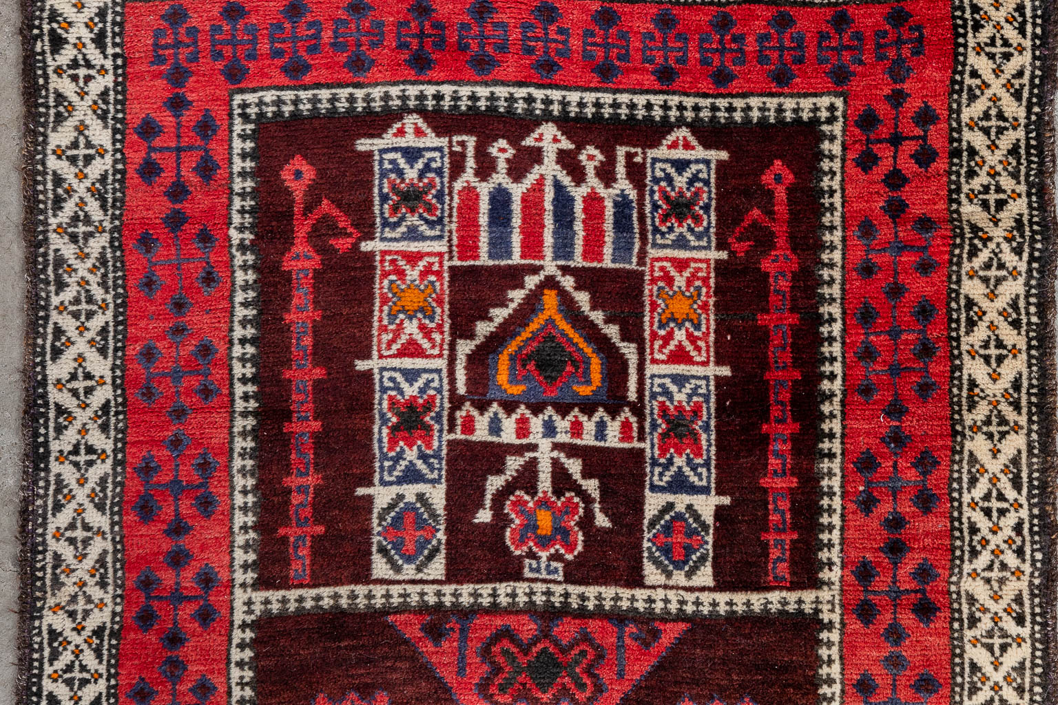 Een collectie van 3 Oosterse, handgeknoopte tapijten. Kazak & Afghan. (L:207 x W:107 cm)