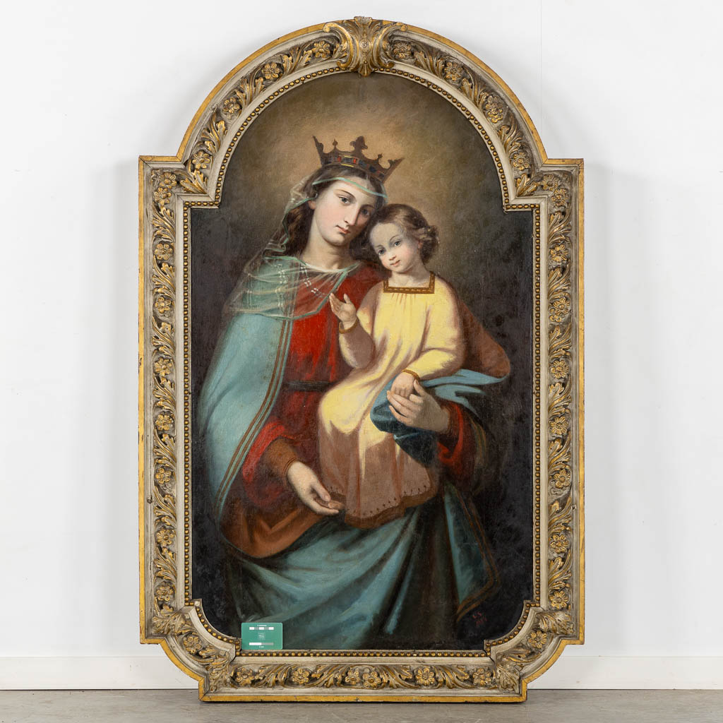 Monogram L.G. Crowned Madonna with a Child, oil on canvas. 1889. (W:72 x H:122 cm)