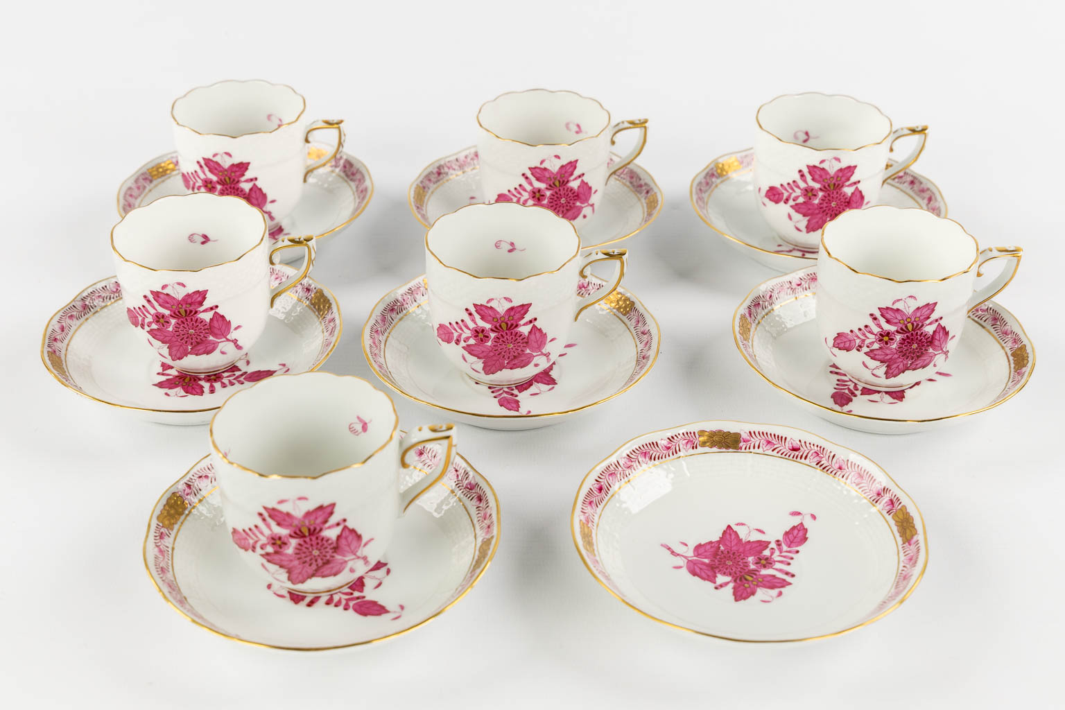 Herend Porcelain, 'Apponyi' an 83-piece hand-painted porcelain dinner service.