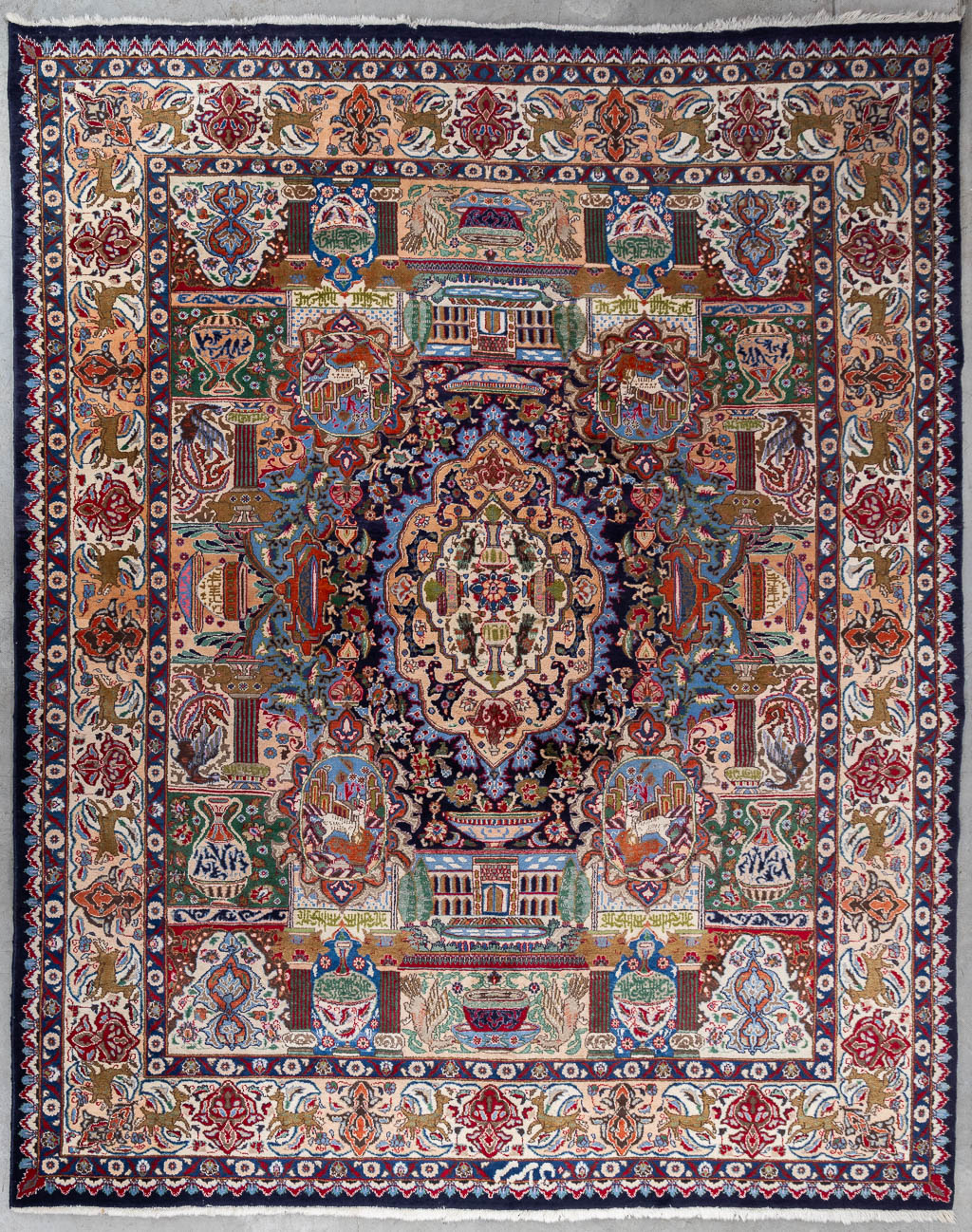 An Oriental hand-made carpet, Kashmar. (L:372 x W:305 cm)