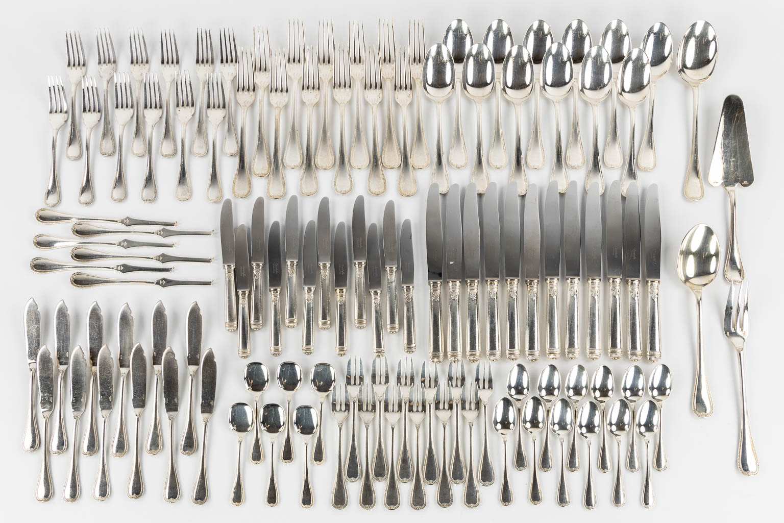 Christofle, Malmaison' a 112-piece silver-plated cutlery.